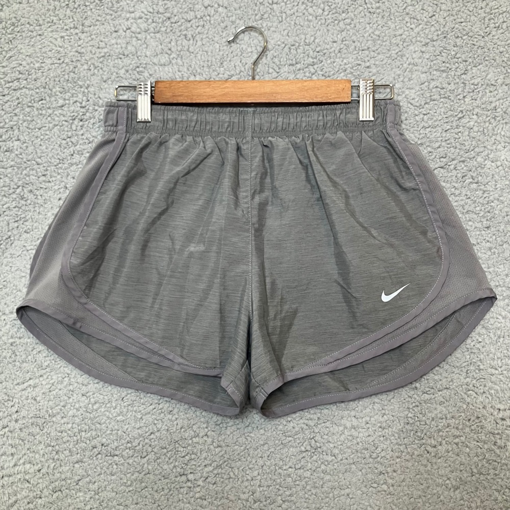 Nike Dri-FIT Tempo Running Shorts Women M Gray Mesh Trim Athletic Gym 3" Inseam